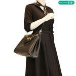 GUCCI Zumi Medium Leather Top Handle Shoulder Bag Black 564744