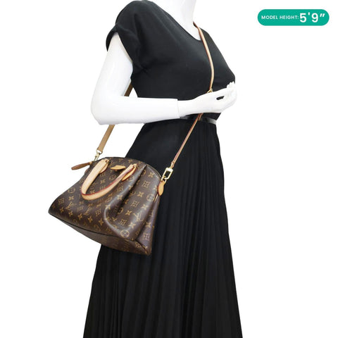 LOUIS VUITTON Rivoli PM Monogram Canvas Satchel Bag Brown