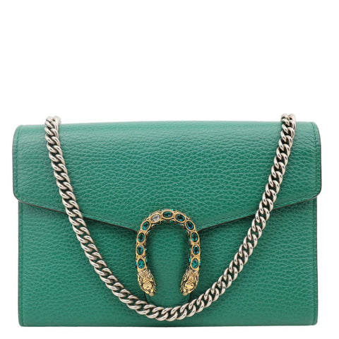 GUCCI Dionysus Crystal Mini Dollar Calfskin Leather Crossbody Bag Green 401231
