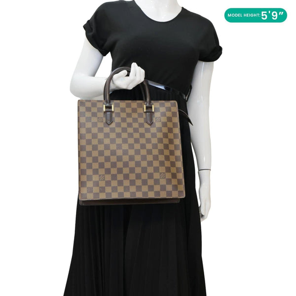 LOUIS VUITTON Venice Sac Plat PM Damier Ebene Tote Bag Brown