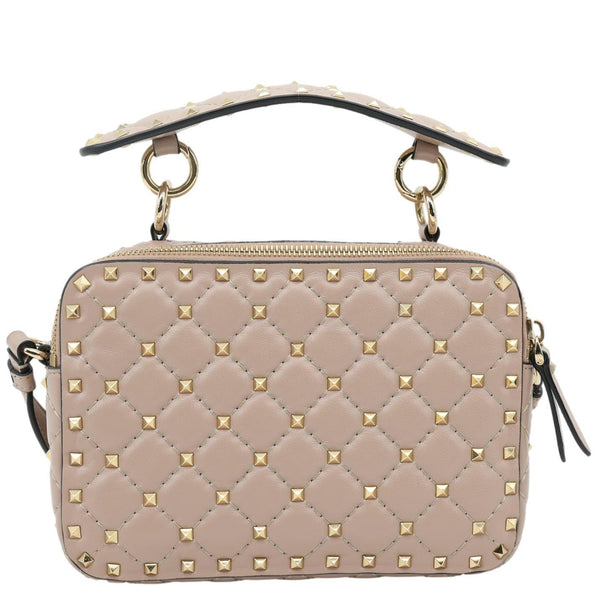 VALENTINO Garavani Rockstud Spike Quilted Leather Crossbody Bag Rose Pink