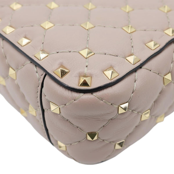VALENTINO Garavani Rockstud Spike Quilted Leather Crossbody Bag Rose Pink