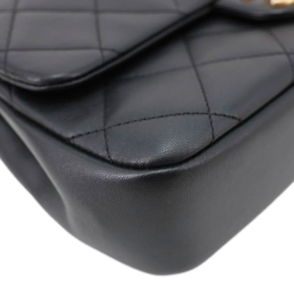 CHANEL In The Loop Flap Medium Quilted Lambskin Leather Shoulder Bag Black