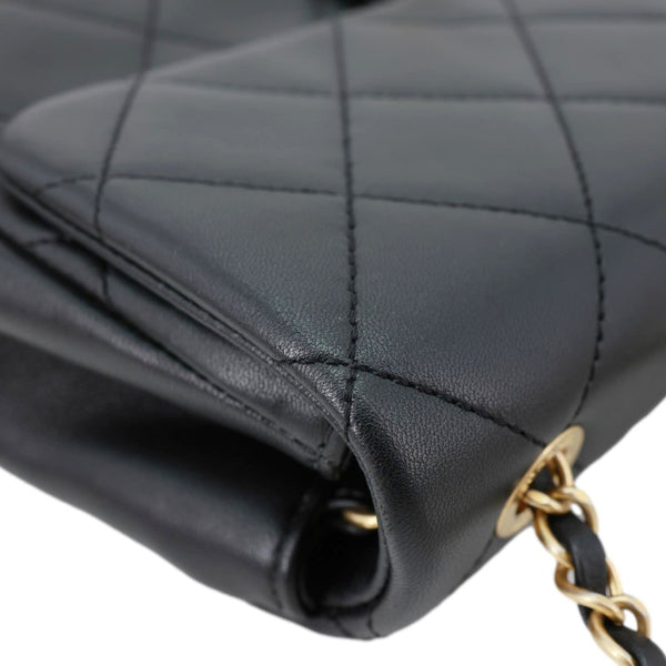 CHANEL In The Loop Flap Medium Quilted Lambskin Leather Shoulder Bag Black