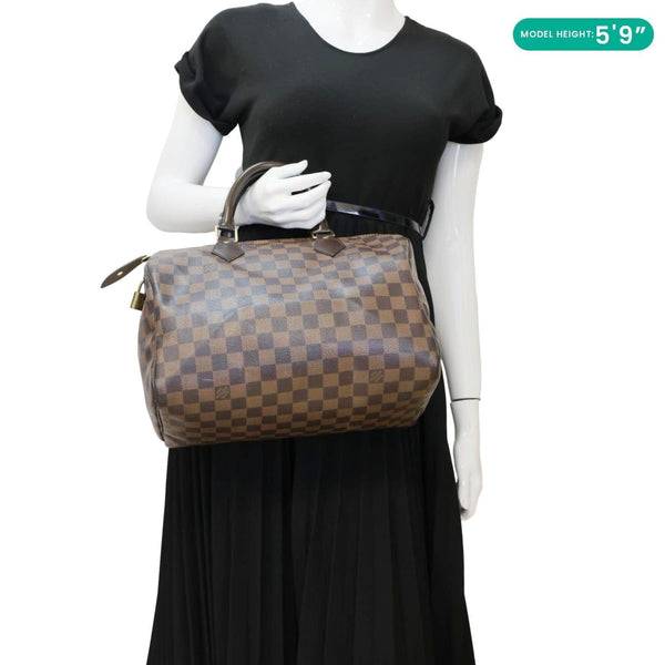 LOUIS VUITTON Speedy 30 Damier Ebene Satchel Bag Brown