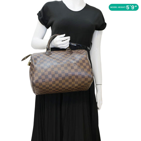 LOUIS VUITTON Speedy 30 Damier Ebene Satchel Bag Brown