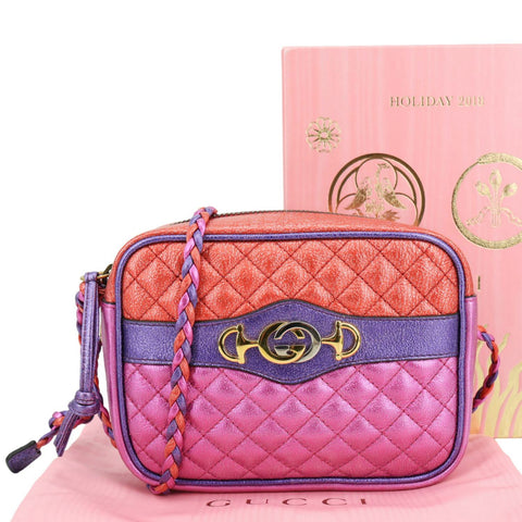 GUCCI Zumi Mini Laminated Trapuntata Leather Shoulder Bag Multicolor 534950