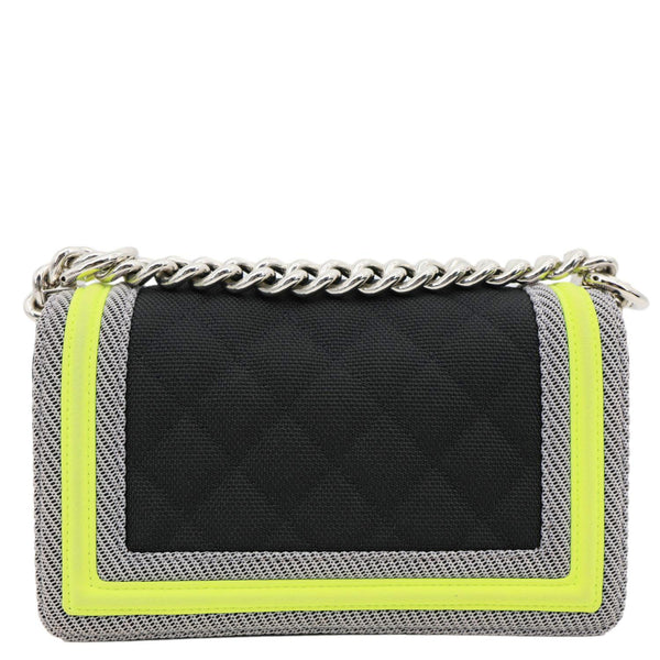 CHANEL Fluo Boy Flap Small Quilted Canvas Crossbody Bag Black