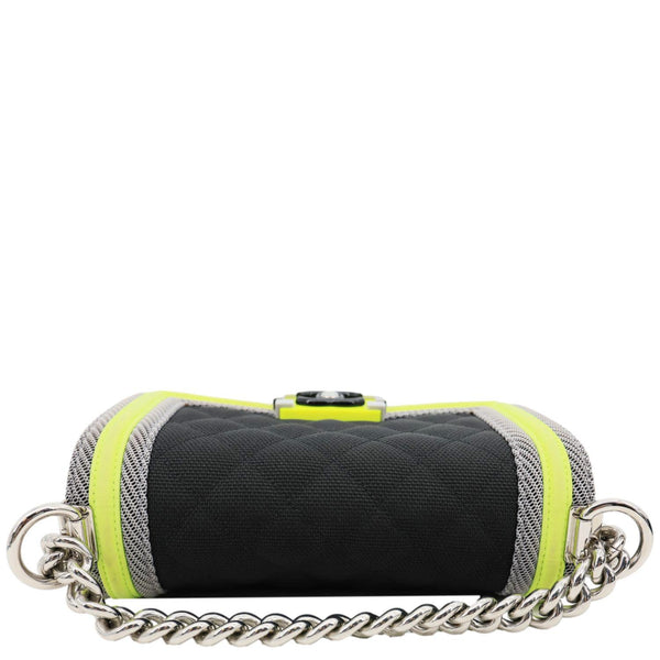 CHANEL Fluo Boy Flap Small Quilted Canvas Crossbody Bag Black