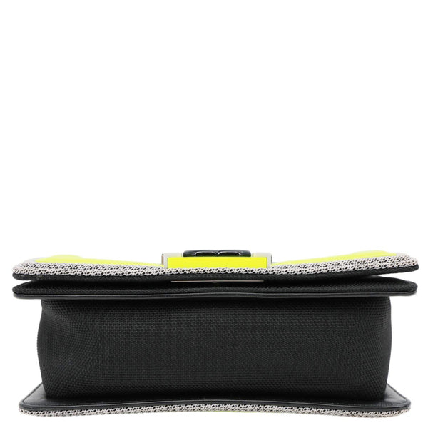 CHANEL Fluo Boy Flap Small Quilted Canvas Crossbody Bag Black