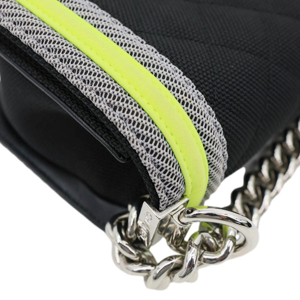 CHANEL Fluo Boy Flap Small Quilted Canvas Crossbody Bag Black