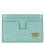 TOM FORD Croc Embossed Card Holder Light Blue
