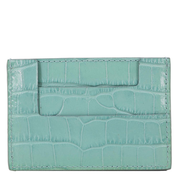 TOM FORD Croc Embossed Card Holder Light Blue