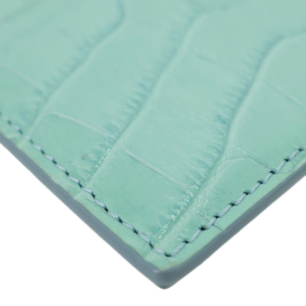 TOM FORD Croc Embossed Card Holder Light Blue