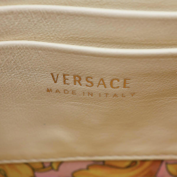 VERSACE Virtus Flap Mini Quilted Leather Chain Crossbody Bag Off White