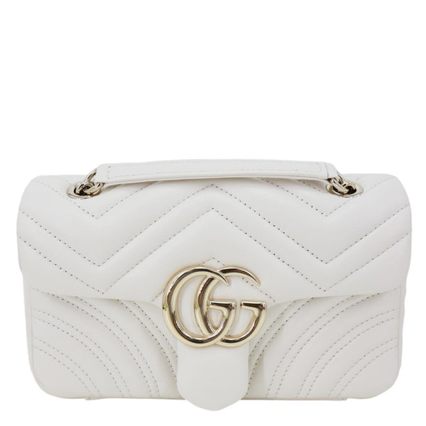 GUCCI GG Marmont Matelasse Chevron Shoulder Bag Off White 837280