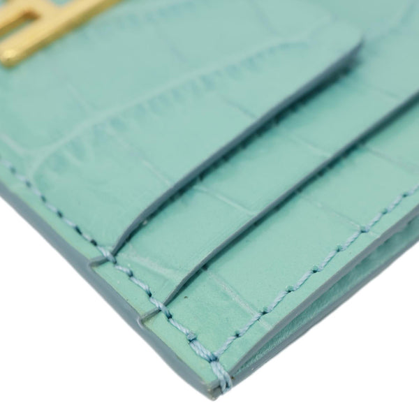 TOM FORD Croc Embossed Card Holder Light Blue