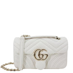 GUCCI GG Marmont Matelasse Chevron Shoulder Bag Off White 837280