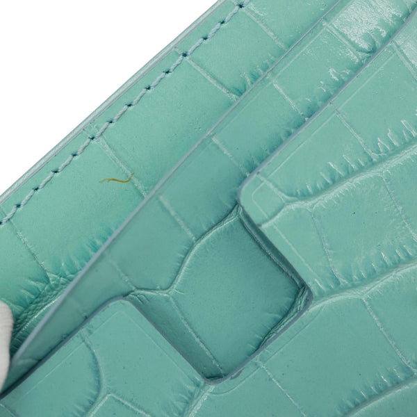 TOM FORD Croc Embossed Card Holder Light Blue