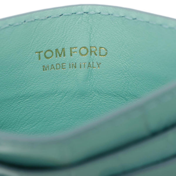 TOM FORD Croc Embossed Card Holder Light Blue