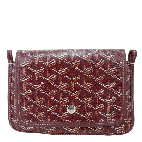 GOYARD Plumet Chevron Print Canvas Clutch Shoulder Bag Burgundy
