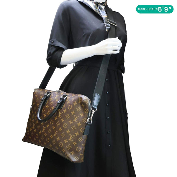 LOUIS VUITTON Porte-Documents Jour Monogram Macassar Briefcase Bag Brown