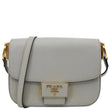 PRADA Embleme Flap Saffiano Lux Leather Shoulder Bag Grey