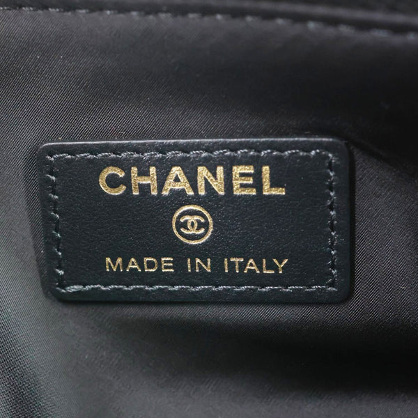 CHANEL Coco Neige Velvet Effect Nylon Clutch with Chain Crossbody Bag Black