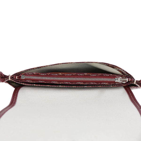 GOYARD Plumet Chevron Print Canvas Clutch Shoulder Bag Red