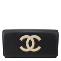 CHANEL CC Logo Quilted Leather Long Wallet Black