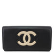 CHANEL CC Logo Quilted Leather Long Wallet Black