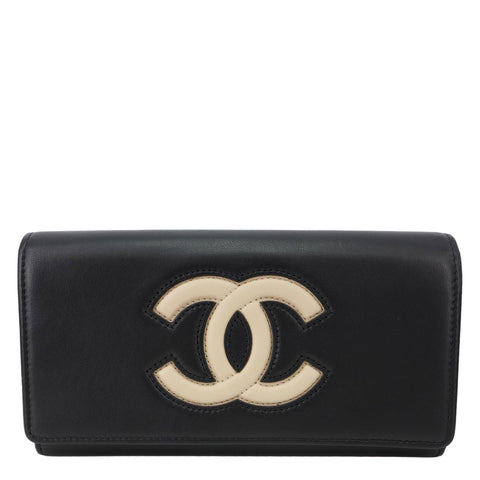 CHANEL CC Logo Quilted Leather Long Wallet Black