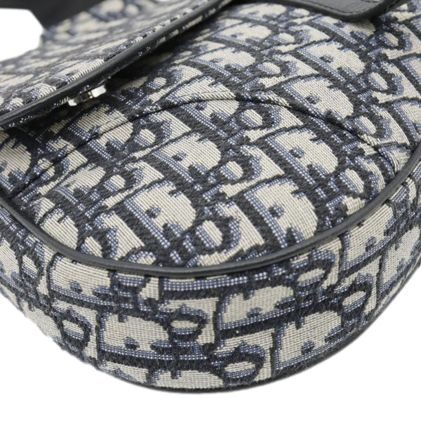 CHRISTIAN DIOR Saddle Oblique Jacquard Crossbody Bag Navy Blue