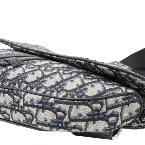 CHRISTIAN DIOR Saddle Oblique Jacquard Crossbody Bag Navy Blue