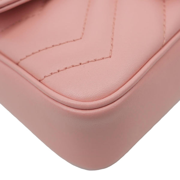 GUCCI GG Marmont Super Mini Matelasse Leather Crossbody Bag Pink 476433