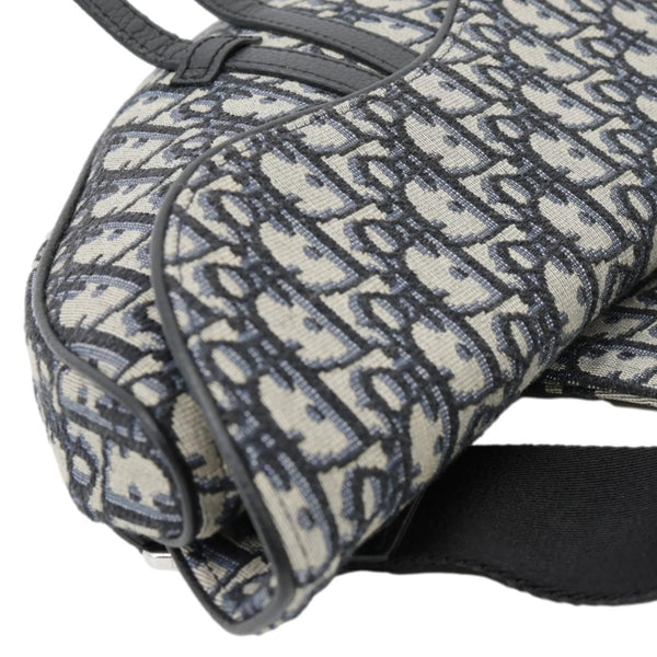 CHRISTIAN DIOR Saddle Oblique Jacquard Crossbody Bag Navy Blue