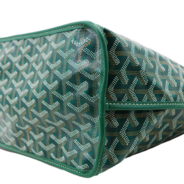 GOYARD Anjou PM Chevron Print Canvas Tote Bag Green