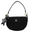 CHANEL Coco Neige Velvet Effect Nylon Clutch with Chain Crossbody Bag Black