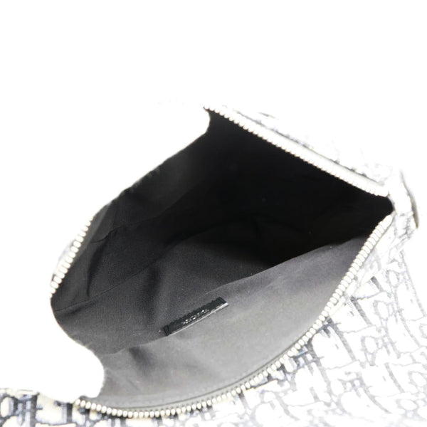 CHRISTIAN DIOR Saddle Oblique Jacquard Crossbody Bag Navy Blue