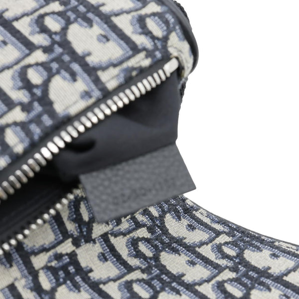 CHRISTIAN DIOR Saddle Oblique Jacquard Crossbody Bag Navy Blue