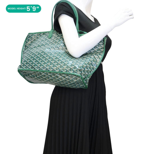 GOYARD Anjou PM Chevron Print Canvas Tote Bag Green