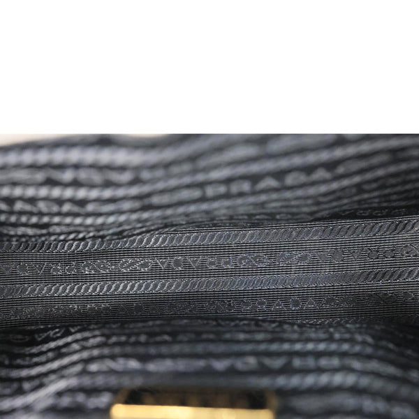 PRADA Embleme Flap Saffiano Lux Leather Shoulder Bag Grey