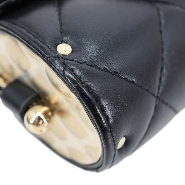 CHANEL Box Of Secrets Quilted Lambskin Leather Chain Crossbody Bag Black