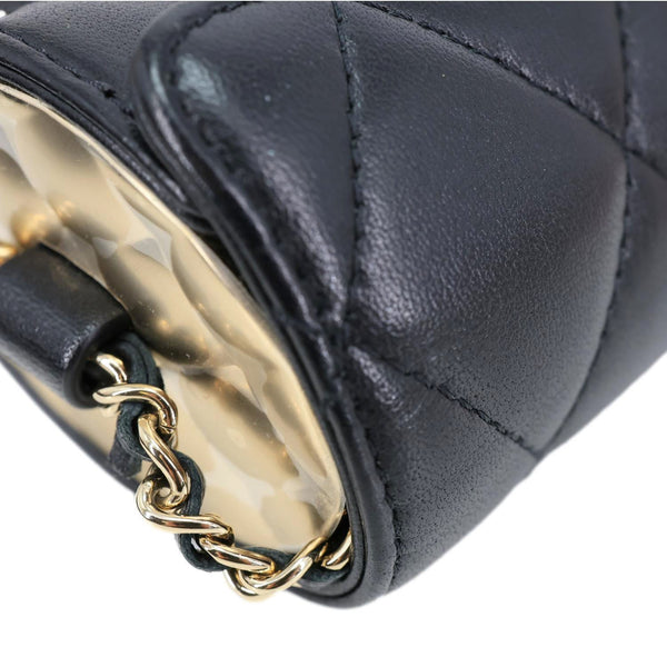 CHANEL Box Of Secrets Quilted Lambskin Leather Chain Crossbody Bag Black