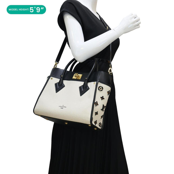 LOUIS VUITTON On My Side MM Monogram Tufted Canvas Shoulder Bag Off White