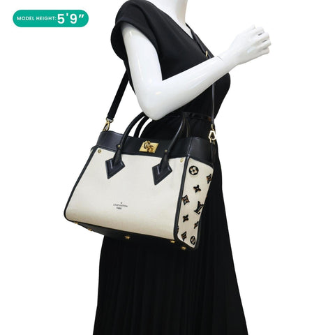 LOUIS VUITTON On My Side MM Monogram Tufted Canvas Shoulder Bag Off White