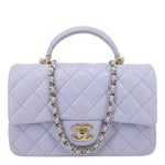 CHANEL Classic Rectangular Flap Mini Quilted Leather Top Handle Crossbody Bag Light Purple