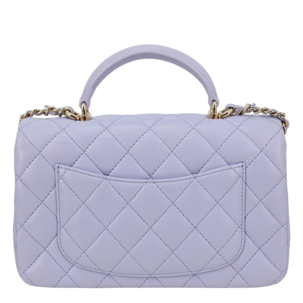 CHANEL Classic Rectangular Flap Mini Quilted Leather Top Handle Crossbody Bag Light Purple