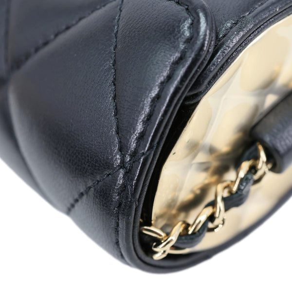 CHANEL Box Of Secrets Quilted Lambskin Leather Chain Crossbody Bag Black