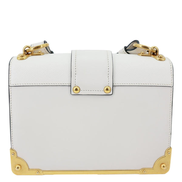PRADA Cahier Large Soft Glace Calfskin Leather Shoulder Bag White